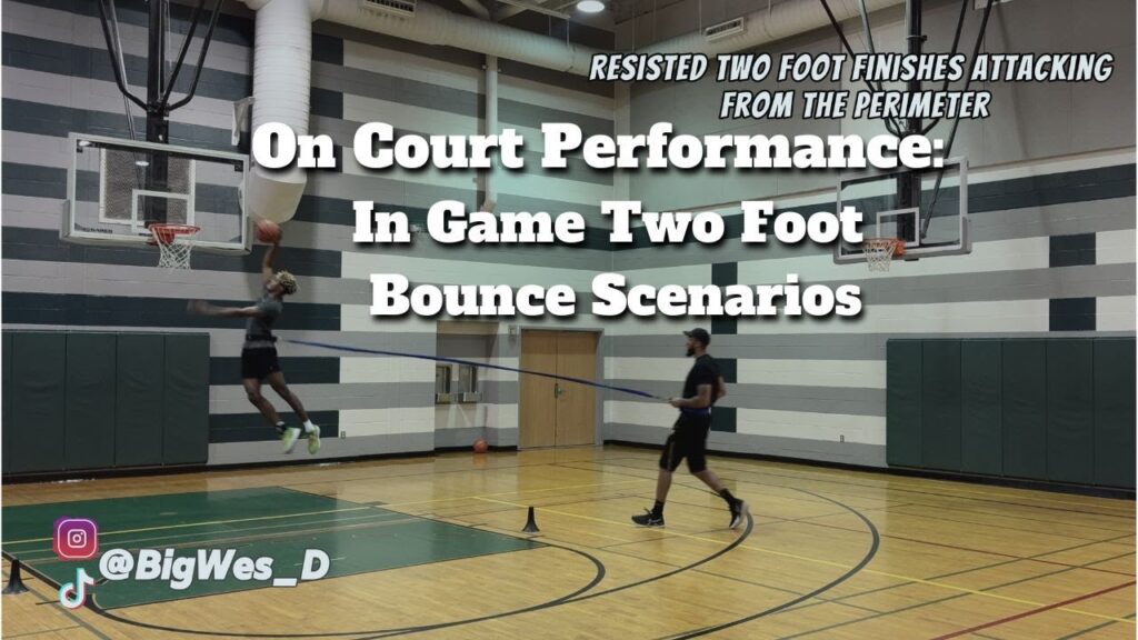 Basketball drill for two-foot finishes on court.