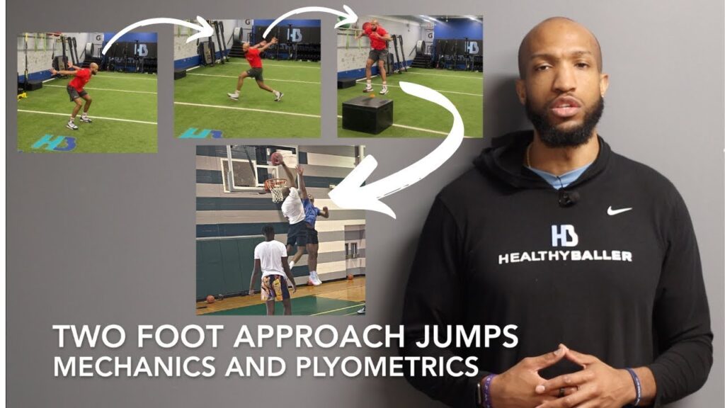 Two-foot jump training with coach guidance.