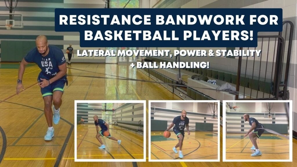 Basketball resistance band training for agility and strength.